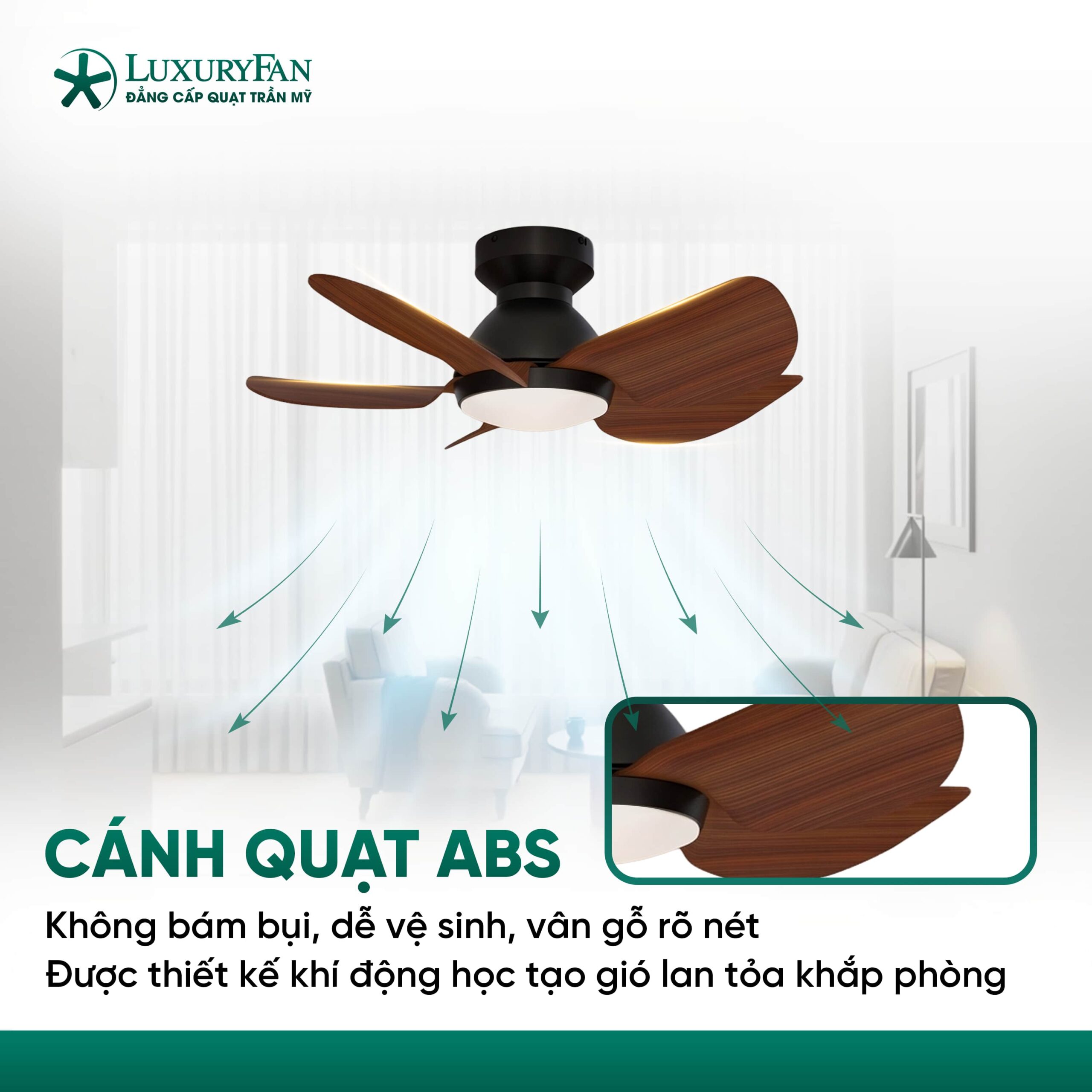 Luồng gió 360° lan tỏa đều khắp căn phòng