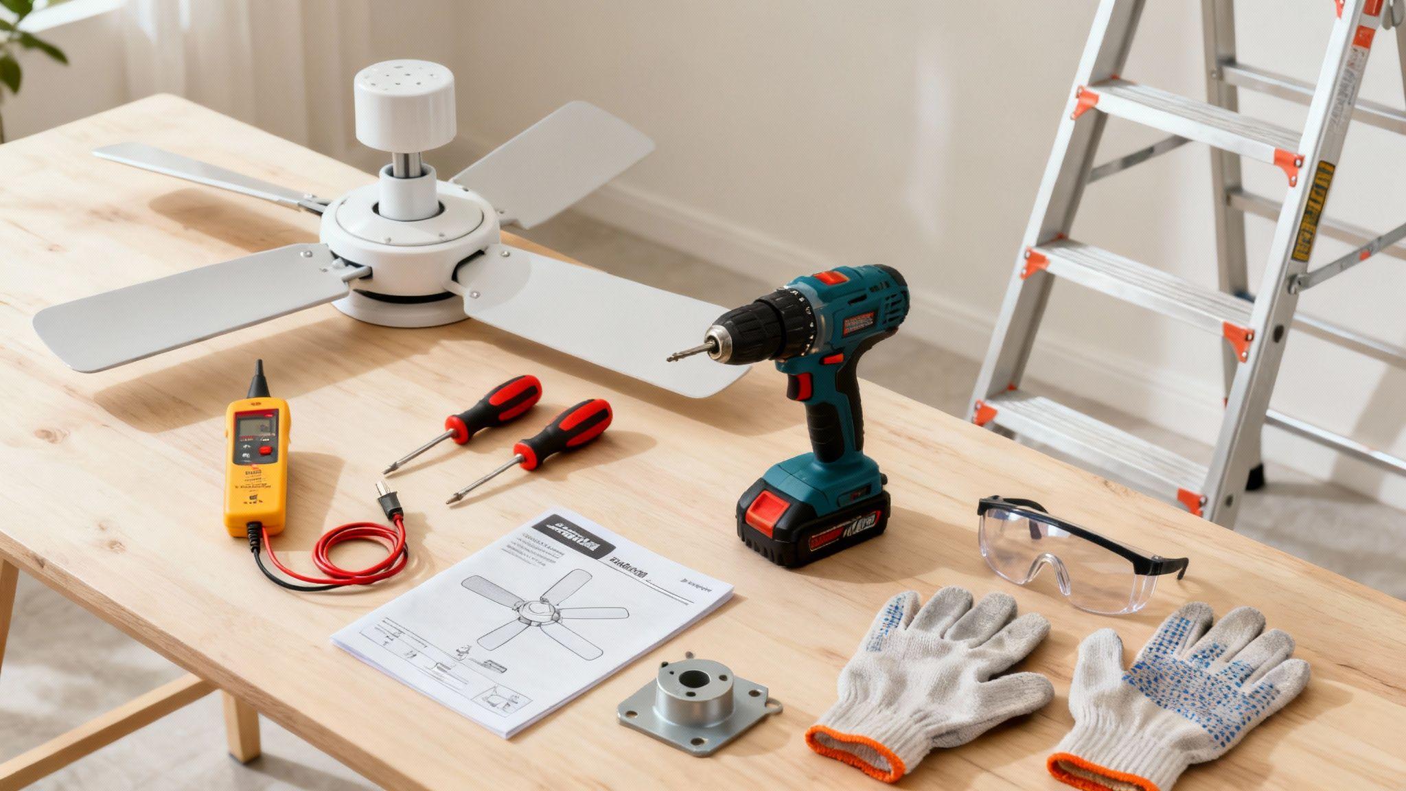 Các dụng cụ cần chuẩn bị để lắp quạt trần có đèn tại nhà
