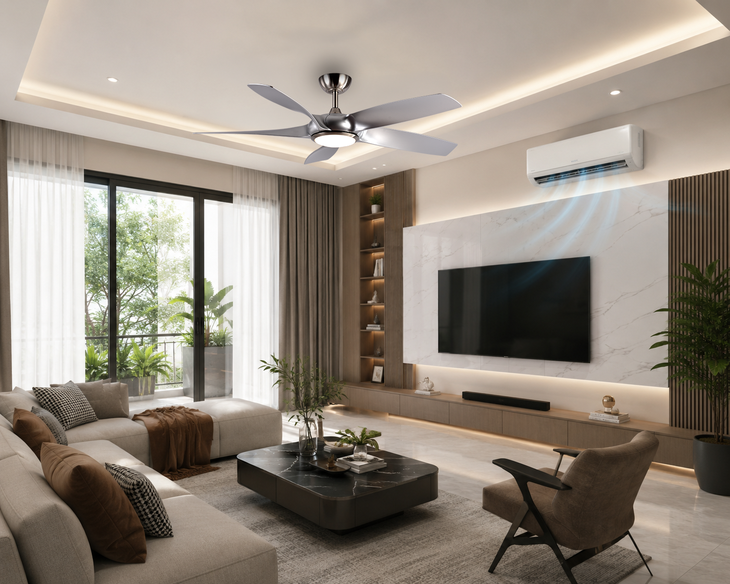Quạt trần LuxAire Melody II điều khiển đa chức năng và tích hợp đèn LED
