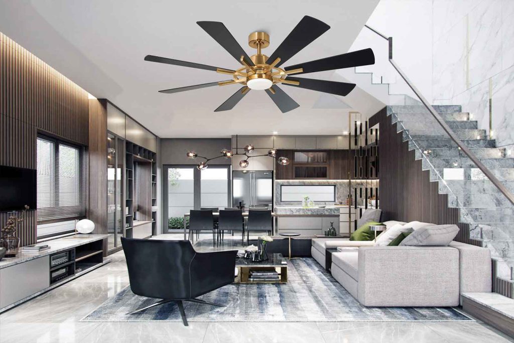 Quạt trần LuxAire X8 cánh gỗ sang trọng, sử dụng động cơ DC tiết kiệm điện